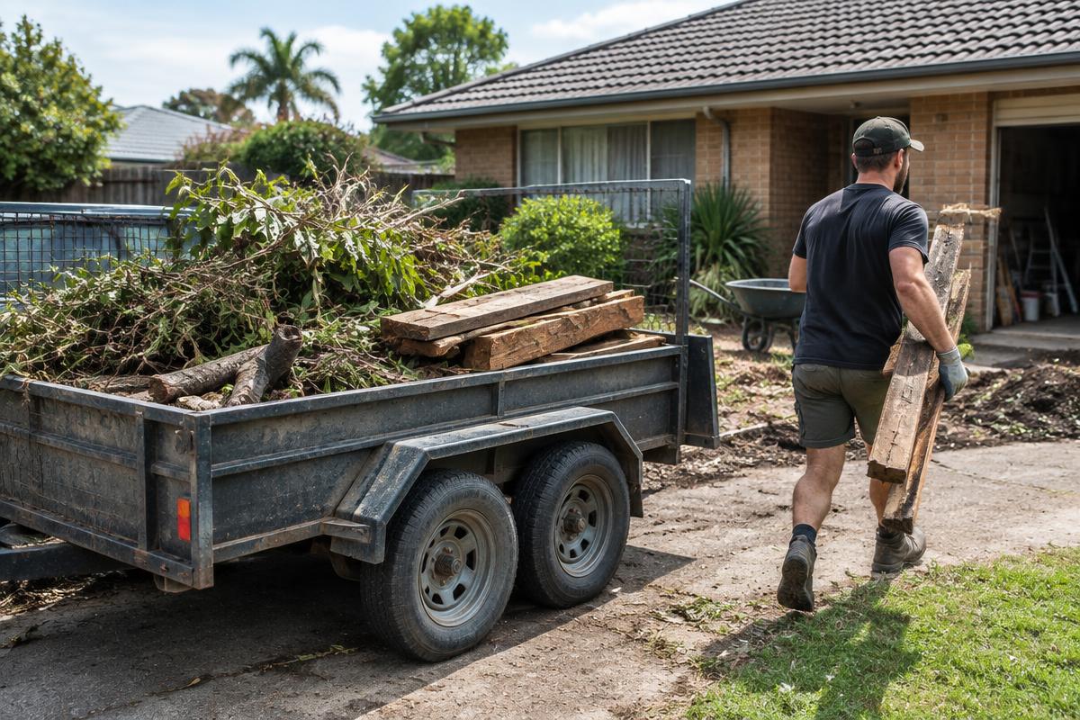 Illustrative property waste removal in progress